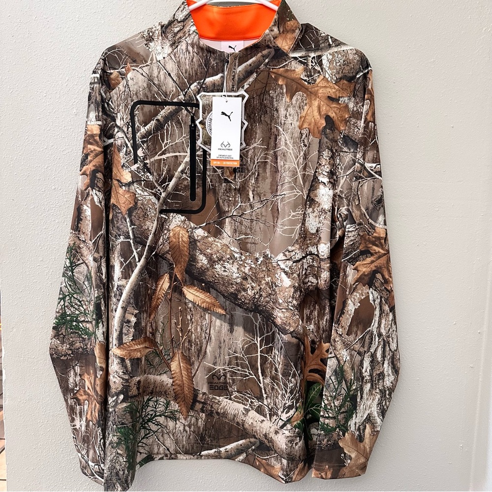 Puma x Realtree Camo Deep Forest 1/4 Zip Pullover Men’s Medium UPF 50+ $130 NWT